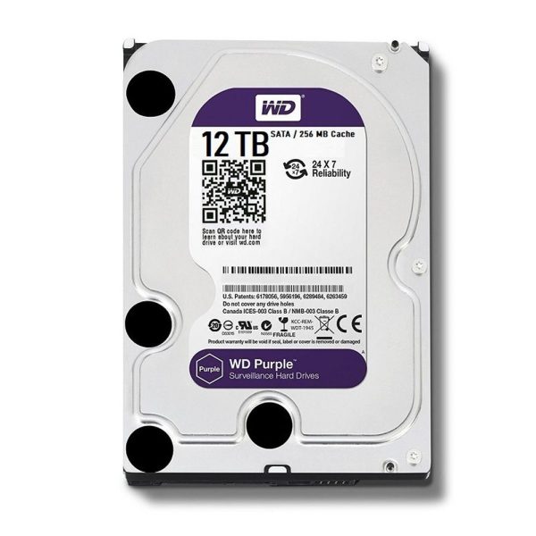 HDD Western Purple WD121PURZ 12TB 3.5" SATA 3/ 256MB Cache/ 7200RPM dòng ổ cứng chuyên dụng cho camera,(chính hãng)