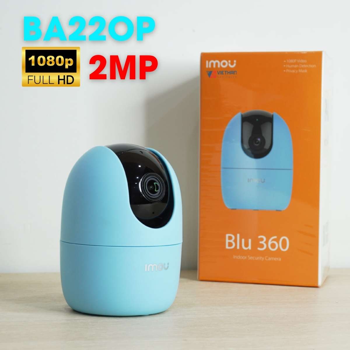 Camera Wifi IMOU IPC-BA22OP Blu Xanh ngọc 2.0 Megapixel tích hợp báo trộm và phát hiện chuyển động, âm thanh 2 chiều