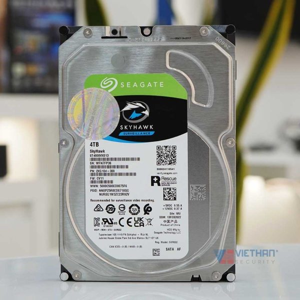 Ổ cứng 4TB SEAGATE SKYHAWK ST4000VX013 hiệu năng 180MB/s, Cache 256MB, cảm biến chống rung RV