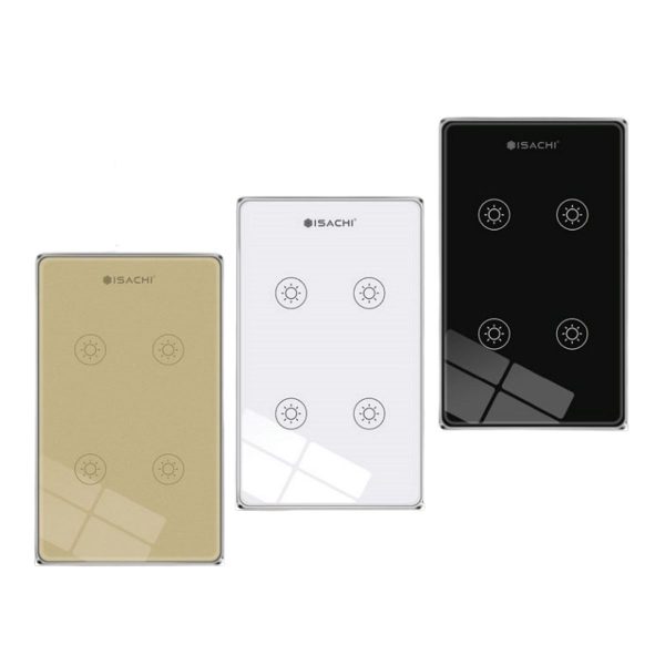 Công tắt cảm ứng thông minh 4 nút ISACHI SC-Z4LS kết nối sóng Zigbee/wifi