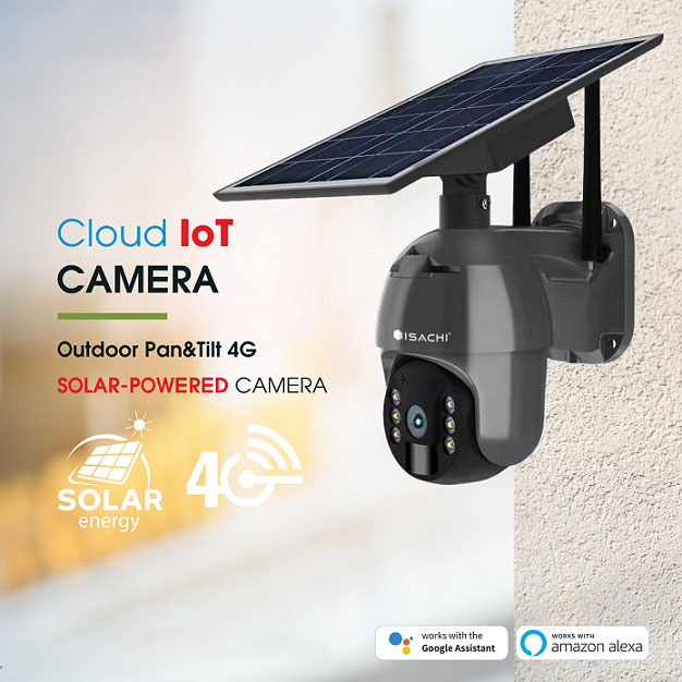Camera 4G năng lượng mặt trời ISACHI SC-PT04GB 2MP, cảm biến PIR, đàm thoại 2 chiều