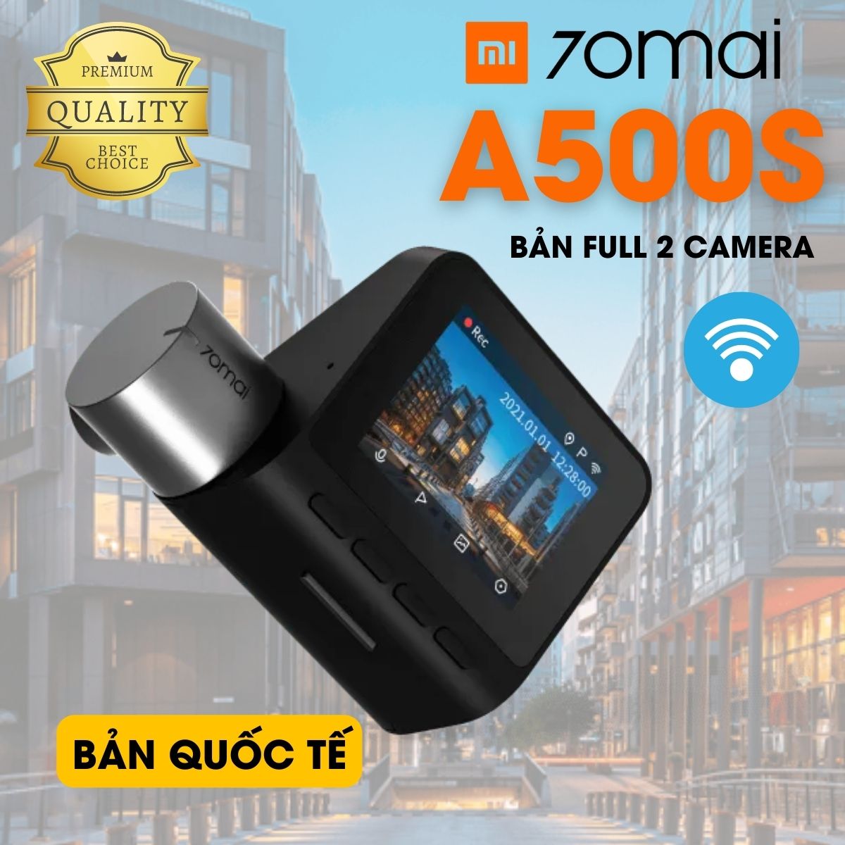 Camera hành trình Xiaomi 70mai A500s Full 2 Cam Bản Quốc Tế , 2K Dash cam wifi