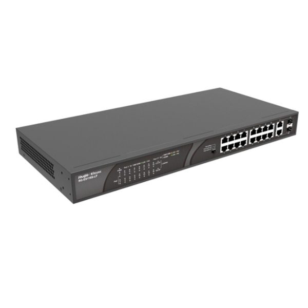 Switch Poe Ruijie RG-ES118S-LP 16 cổng 10/100Mbps PoE/PoE+, 2 cổng 10/100/1000Mbps