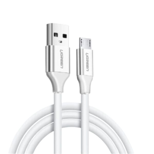 Cáp sạc Miro USB 2.0 Ugreen 60139 US289 chiều dài 25cm, màu trắng, mạ niken