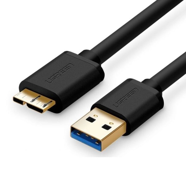 Cáp sạc 1m cho ổ cứng Ugreen 10841 US130 màu đen, USB 3.0 sang Micro USB 3.0