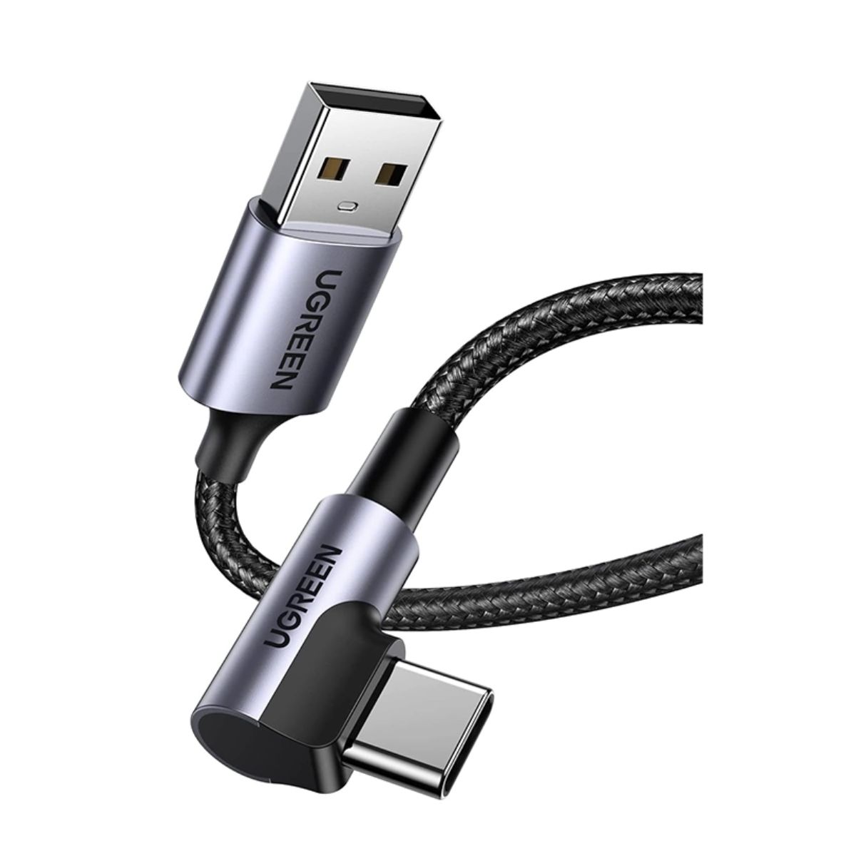 Cáp sạc dài 1m USB AM sang USB Loại C góc Ugreen 50941 US284 màu đen, Truyền dữ liệu 480Mbps