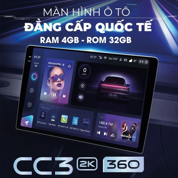 Màn hình Android thông minh TEYES CC3 2K 360 liền cam 360 Ram 4GB - Rom 32 GB, điều khiển bằng cử chỉ, dẫn đường thông minh