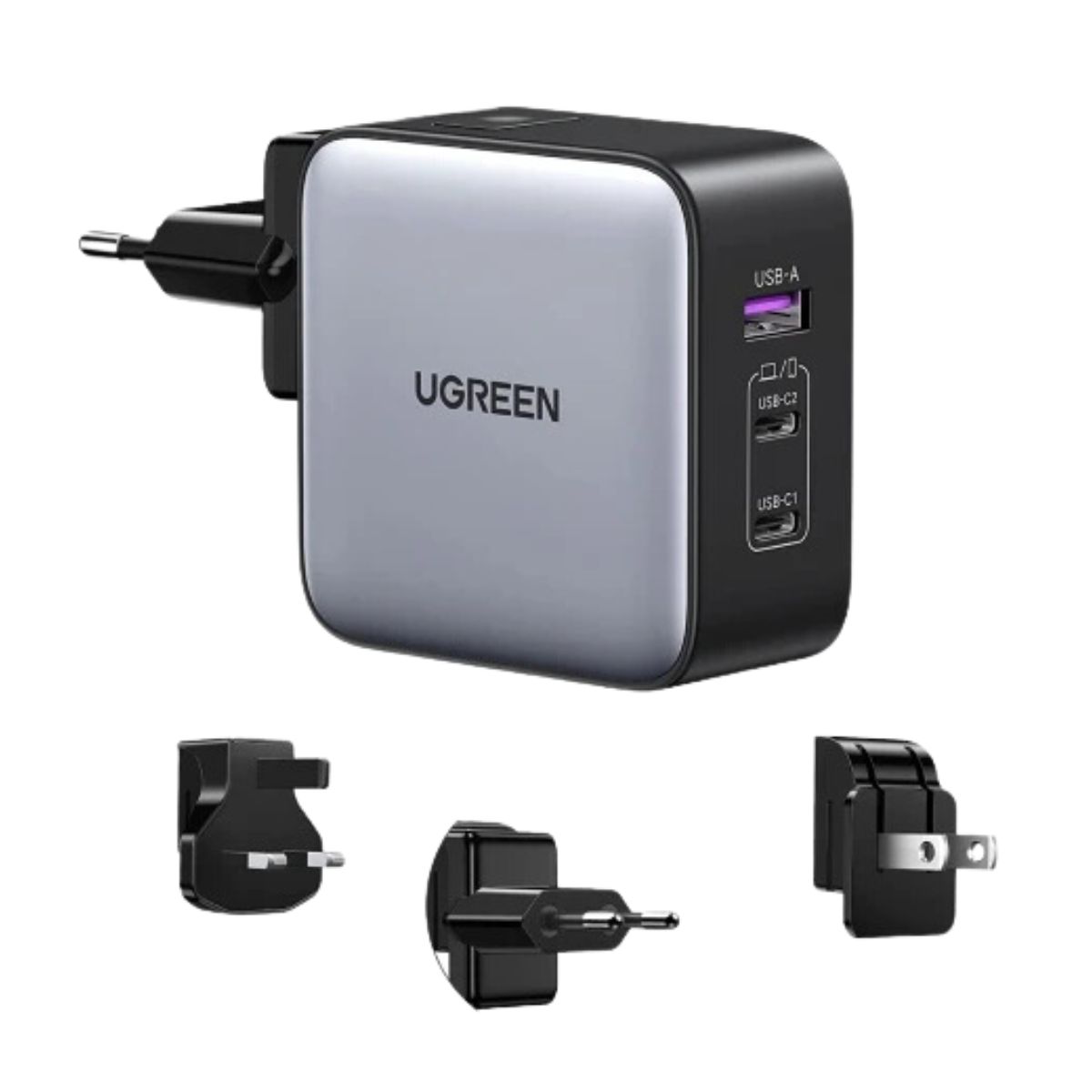 Củ sạc đa năng 3 cổng 65W Ugreen 90409 CD296 màu đen, công suất 65W