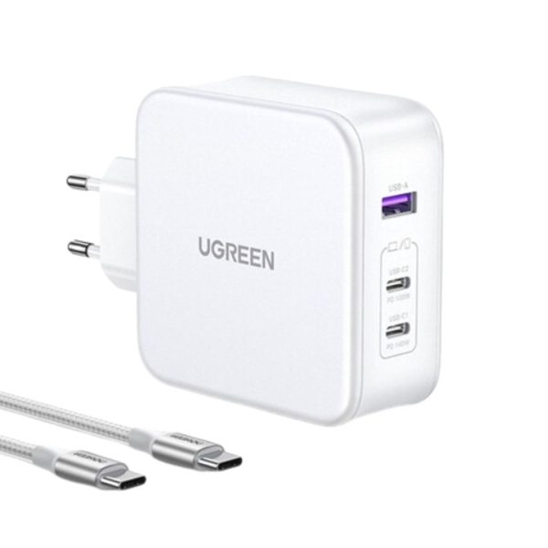 Bộ sạc nhanh Nexode 3 cổng PD Ugreen 15339 CD289 công suất 140W, 2 cổng USB Type-C và 1 cổng USB Type-A