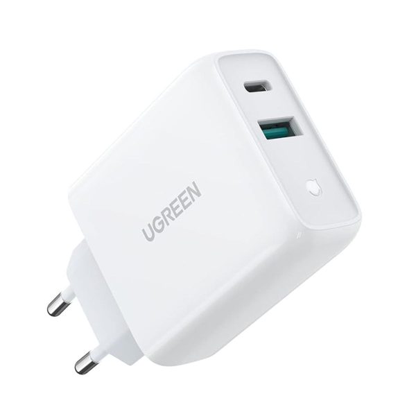 Củ sạc tường USB-C EU Ugreen 60468 CD170 màu trắng, công suất 36W