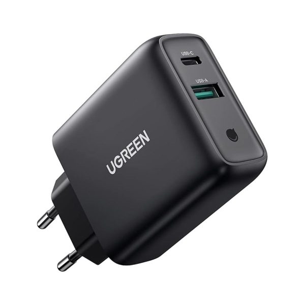 Bộ sạc nhanh Ugreen 10217 CD170 màu đen, công suất 36W, 1 cổng USB-C và 1 cổng USB-A