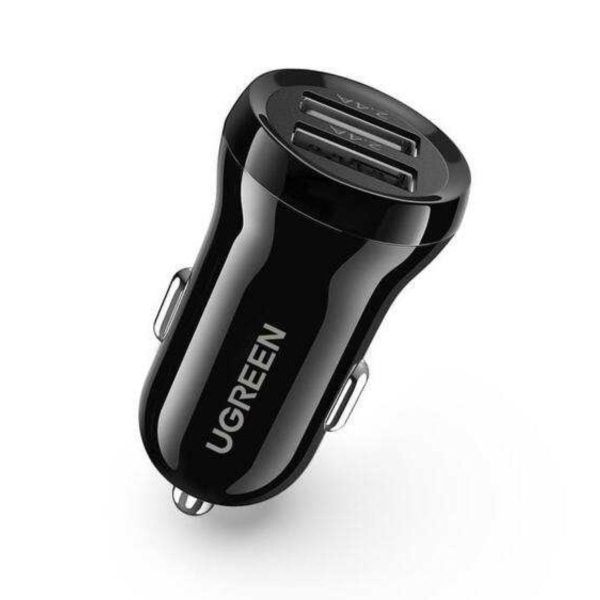 Bộ sạc ô tô USB kép Ugreen 50875 ED018 2 cổng USB-A, công suất 24W
