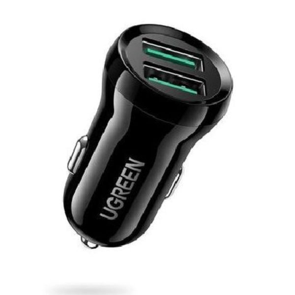 Bộ sạc nhanh USB kép Ugreen 70192 ED037 màu đen, công suất 24W