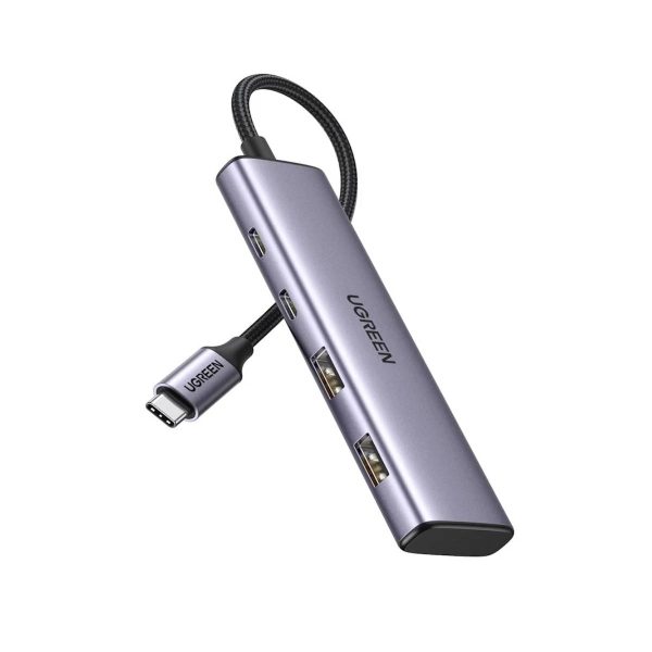 Bộ Hub chuyển đổi 4 in 1 Ugreen 15395 CM473 Type-C sang 2*USB-A 3.0 + 2*USB-C 3.0, 4K60Hz, tốc độ 10Gbps