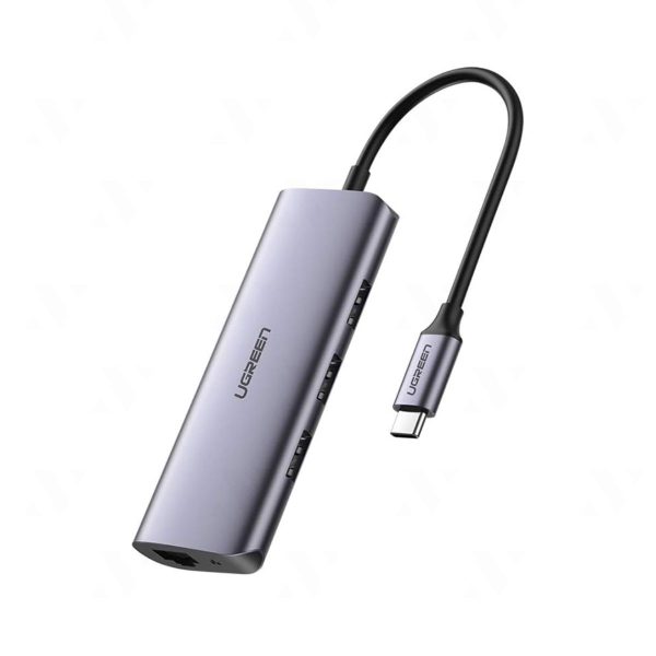 Bộ Hub chuyển đổi Ugreen 60718 CM252 3 in 1 Type-C sang 4*USB 3.0 + LAN RJ45, 15cm