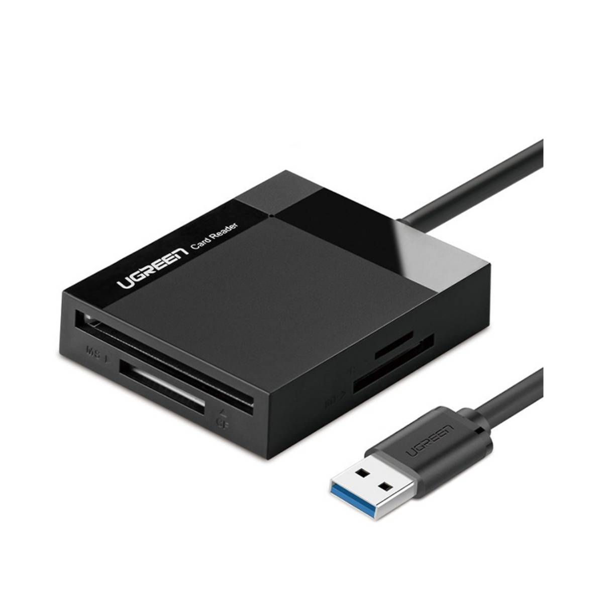 Đầu đọc thẻ nhớ USB 3.0 Ugreen 30333 CR125 dài 0.5m, hỗ trợ SD/TF/MS/CF, tốc độ 5Gbps