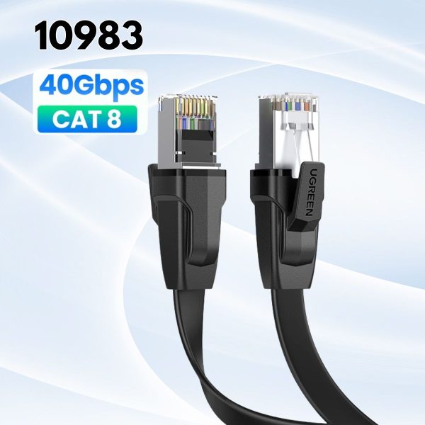 Cáp mạng đúc sẵn dẹt Cat8 U-FTP 30AWG 2000Mhz Ugreen 10983 dài 5M Tốc độ truyền 40Gbps cao cấp