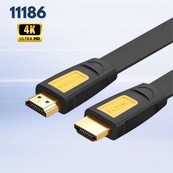 Cáp tín hiệu HDMI chuẩn 1.4 Ugreen 11186 3M màu vàng, Hỗ trợ phân giải 4K*2K cáp dẹt HD101