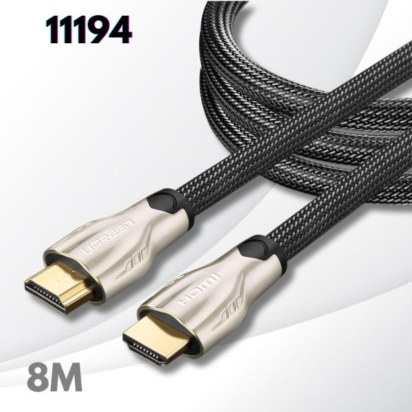 Cáp tín hiệu HDMI Ugreen 11194 8M màu đên, Vỏ bọc lưới cao cấp HD102, Tốc độ truyền 10Gb/s