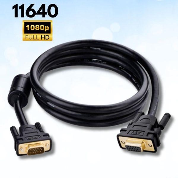 Cáp tín hiệu 2 đầu VGA VG101 Ugreen 11640 8M màu đen, Hỗ trợ độ phân giải 1080p, Chống nhiễu tốt