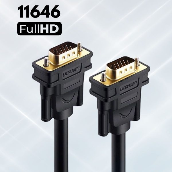 Cáp chuyển VGA to VGA Ugreen 11646 dài 2m, hỗ trợ độ phân giải Full HD, Jack cắm mạ vàng 24K