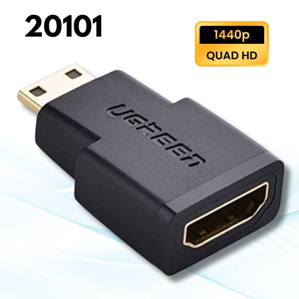 Đầu chuyển Mini HDMI sang HDMI Ugreen 20101 màu đen, Đầu cắm mạ vàng cao cấp