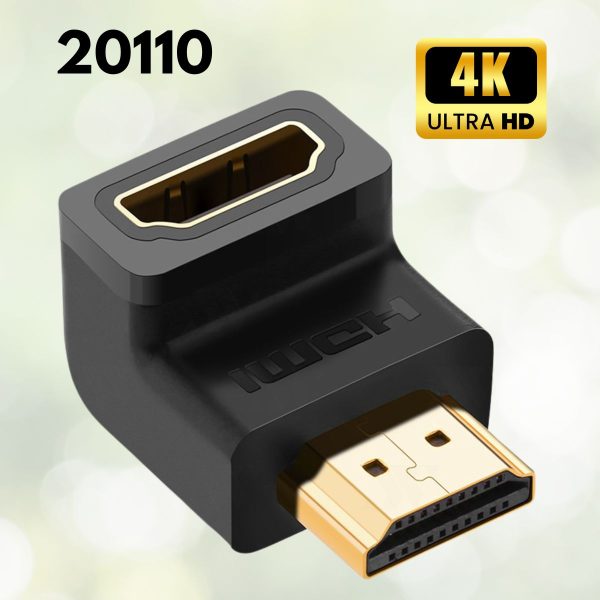 Đầu nối dài HDMI gập 90 độ HD112 Ugreen 20110 Màu đen, Bọc nhựa cao cấp, Thiết kế nhỏ gọn