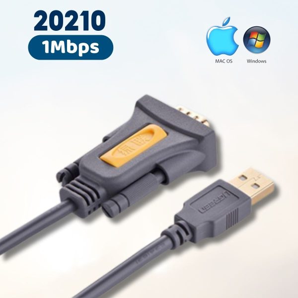 Cáp USB to Com Ugreen 20210 dài 1m, Tốc độ 1Mbps, Hỗ trợ Windows, mac OS…