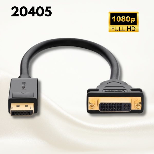 Cáp chuyển đổi DP sang DVI 24+5 Ugreen 20405 15cm màu đen, Hỗ trợ độ phân giải Full HD, Băng thông 10.8Gpbs