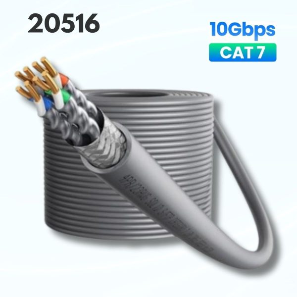 Cuộn cáp mạng Cat7s FTP Ugreen 20516 Băng thông 10GB 23AWG, Dài 100m, Lõi đồng chống nhiễu cao cấp