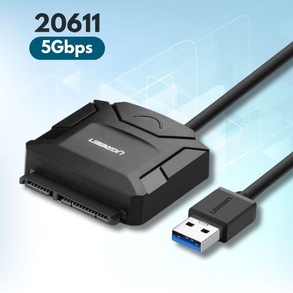 Cáp USB 3.0 to SATA HDD 2,5 và 3,5 Converter Ugreen 20611, Hỗ trợ 5Gbps, Kèm nguồn 12V