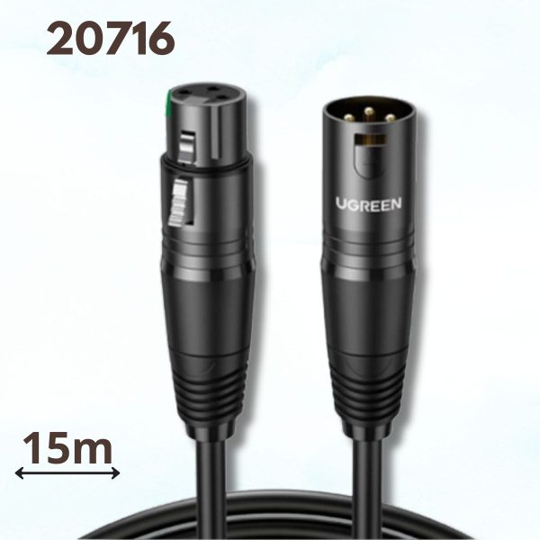 Cáp nối dài Microphone Canon âm thanh AV130 Ugreen 20716 15m Màu đen, Chống nhiễu âm thanh tốt