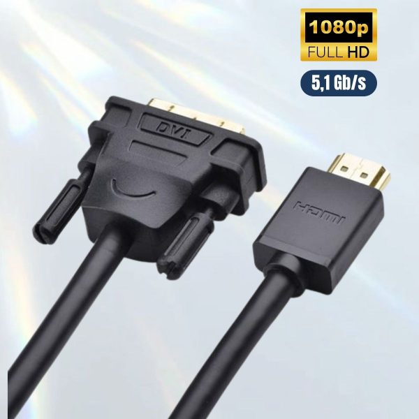 Cáp chuyển đổi HDMI to DVI 24+1 Ugreen 30116 dài 1m, Tốc độ 5,1 Gb/s, Đầu nối mạ vàng