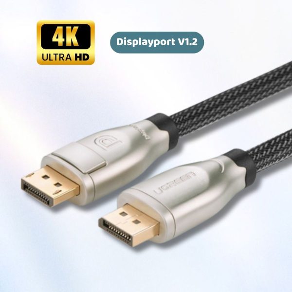 Cáp 2 đầu Displayport V1.2 Ugreen 30119 dài 1,5m, Hỗ trợ 4K*2K 60GHz, Băng  thông 21.6Gbps/s