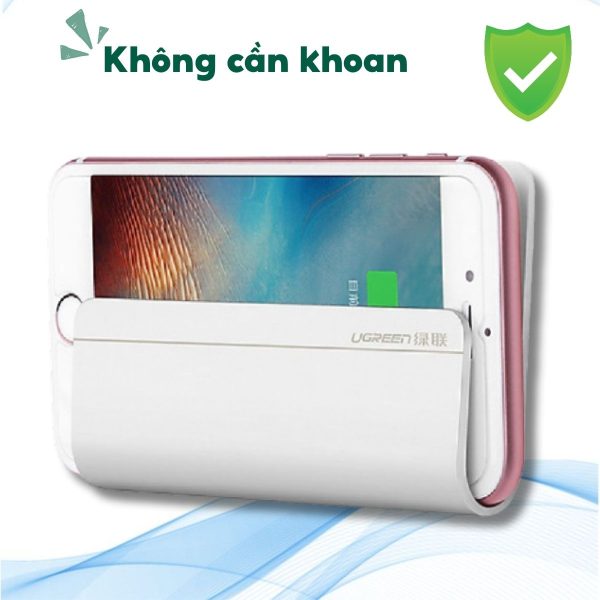 Giá đỡ treo tường cho điện thoại Ugreen 30394 LP108 màu trắng, Rộng 12cm nhựa ABS cao cấp
