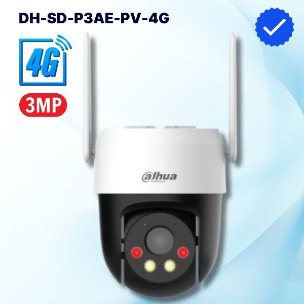 Camera ngoài trời 4G Dahua DH-SD-P3AE-PV-4G 3MP Phát hiện/theo dõi người và phượng tiện, Cảnh báo đèn & còi, Đàm thoại 2 chiều