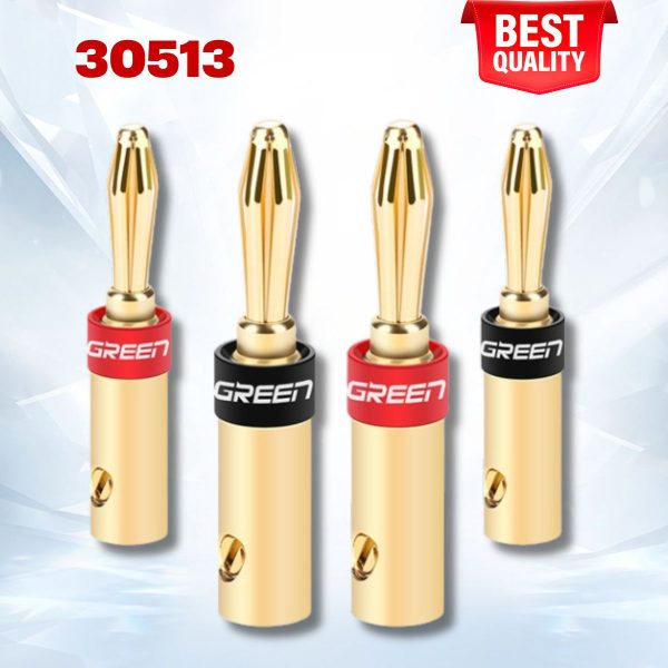 Bộ 4 jack bắp chuối nối dây loa, amply Ugreen 30513 Đầu mạ vàng 24K cao cấp