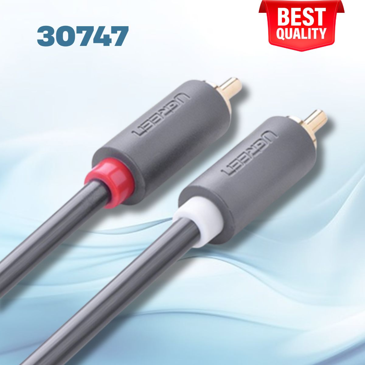 Cáp âm thanh Bông sen 2 ra 2 dương Ugreen 30747 AV104 dài 1m, Màu đen, Mạ vàng 24K