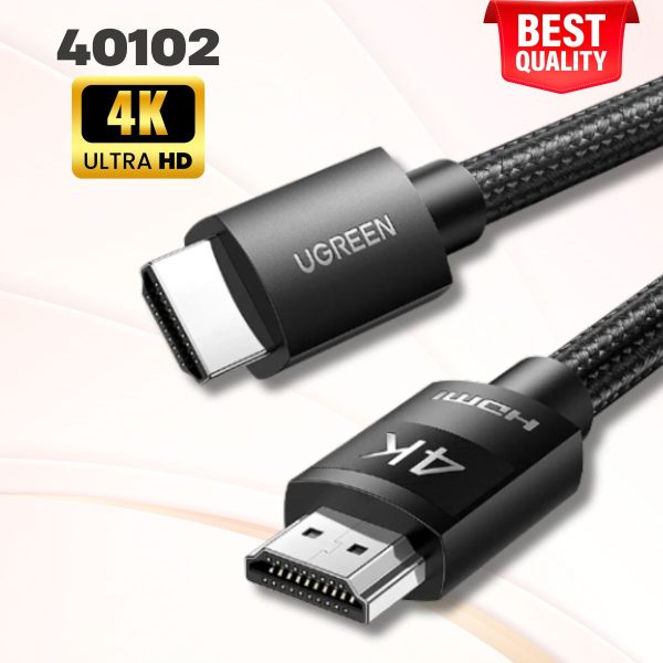 Cáp HDMI 2.0 dài 3M Ugreen 40102, Hỗ trợ độ phân giải 4K@60Hz, dây bện nylon, Đầu nối mạ niken