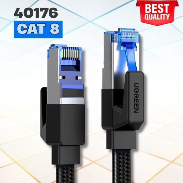 Cáp dữ liệu nối mạng CAT8 U/FTP Ugreen 40176 dài 15M, Dạng dẹt, Tốc độ 40Gbps