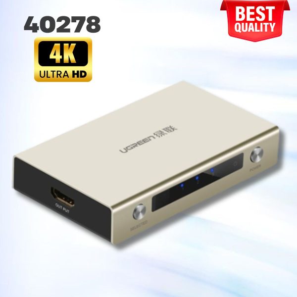 Bộ gộp HDMI 3 ra 1 Hỗ trợ 4K 3D Ugreen 40278 vỏ hợp kim cao cấp, Tần số  250MHz