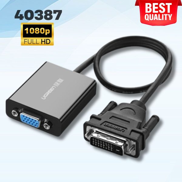 Cáp chuyển đổi DVI D 24+1 sang VGA Ugreen 40387 MM108 dài 30cm, Hỗ trợ 1920x1080P@60Hz