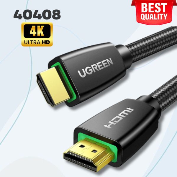 Cáp tín hiệu HDMI chuẩn 2.0 Ugreen 40408 HD118 dài 1M màu đen, Hỗ trợ phân giải 4K, Băng thôgn 18Gbps