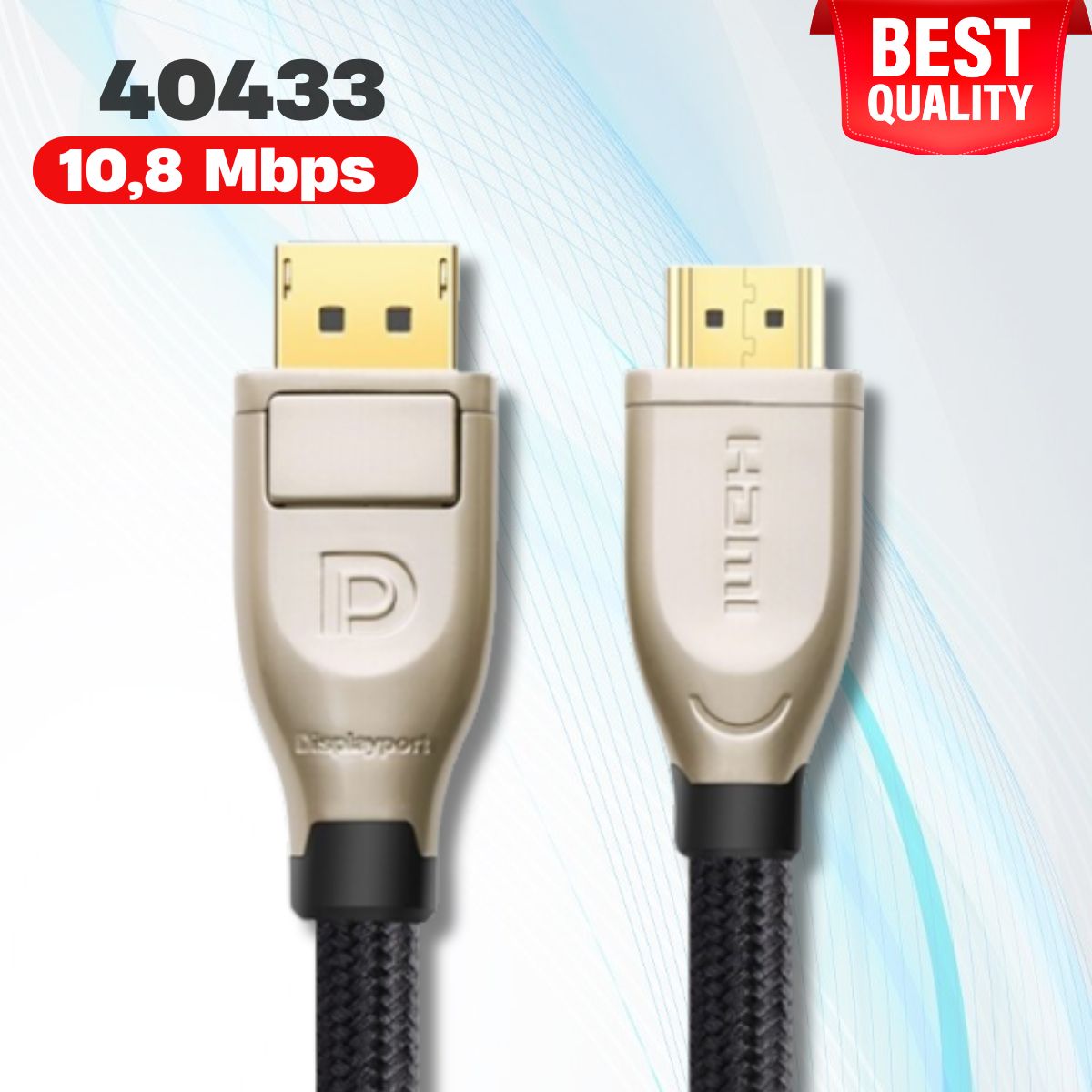 Cáp chuyển đổi Displayport 1.2 sang HDMI 2.0 Ugreen 40433 1.5M Màu đen, Hỗ trựo Full HD, Tốc độ 10,8 Mbps