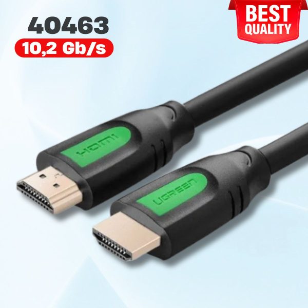 Cáp HDMI 2.0 Ugreen 40463 3M màu đen, Hỗ trợ 3D full HD 4Kx2K, Tốc độ 10,2 Gb / s