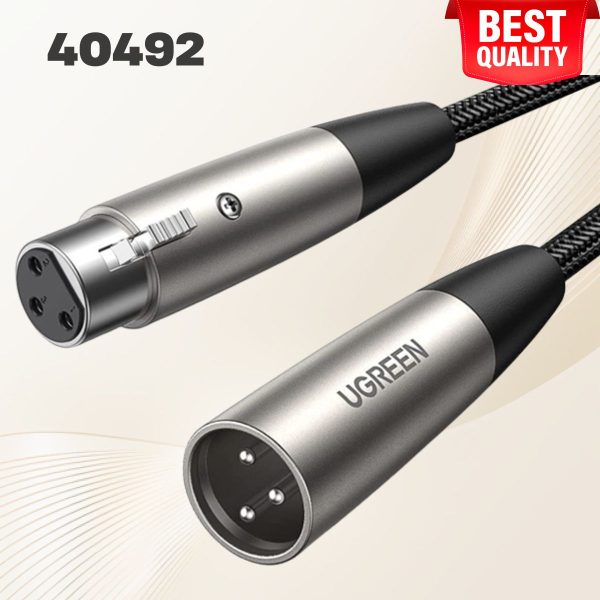 Cáp nối dài XLR 3pin Ugreen 40492 bọc lưới dài 5m, Đầu hợp kim nhôm, Chống nhiễu