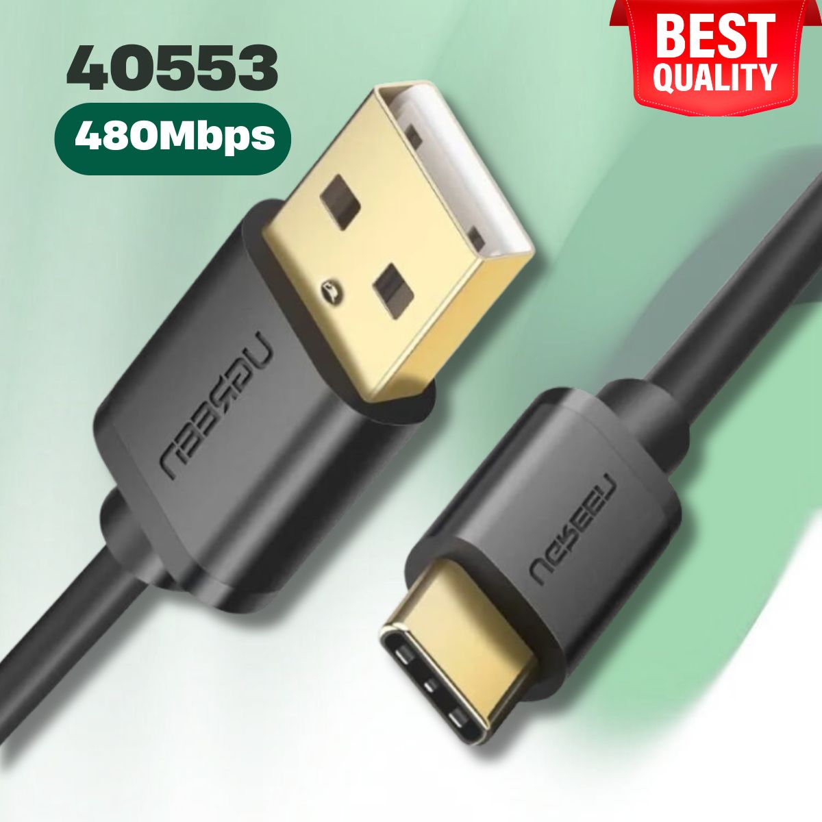 Dây cáp USB type C Ugreen 40553 dài 1m, Màu đen, Tốc độ  480Mbps, Hỗc trợ sạc nhanh và truyền dữ liệu