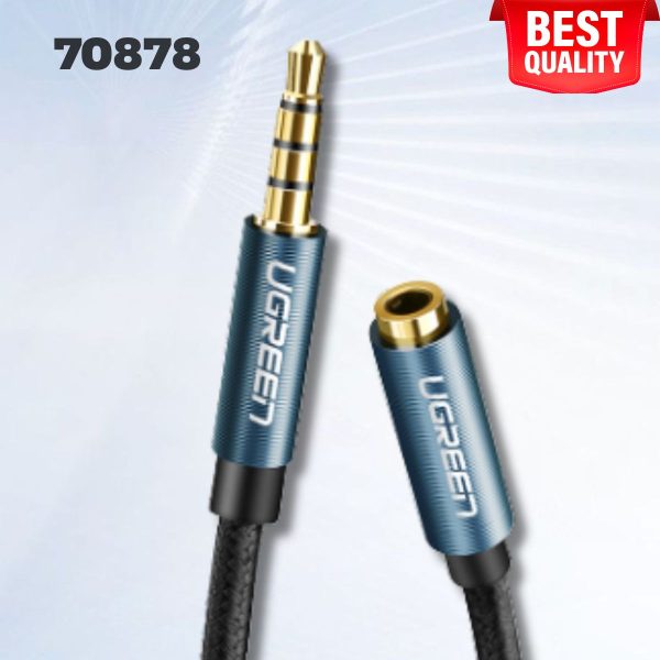 Cáp nối dài âm thanh AUX 3.5mm 3M Ugreen 70878 bọc Nylon cao cấp (hỗ trợ Mic)