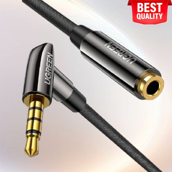 Cáp audio Ugreen 20496 3.5mm TRRS bẻ góc 90 độ, Dài 3m, Hỗ trợ Hi-Fi Stereo và micro