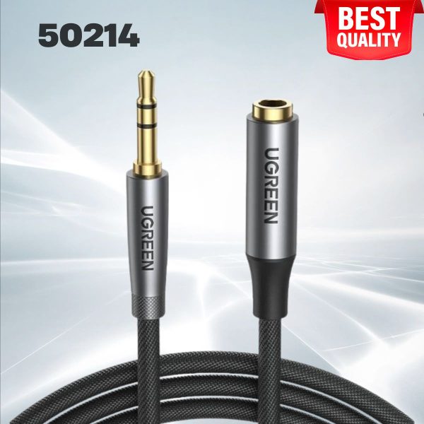 Cáp nối dài âm thanh AUX 3.5mm Ugreen 50214 dài 0,5m, màu bạc, Vỏ hợp kim nhôm cao cấp